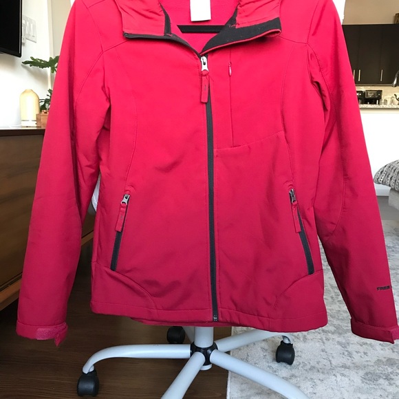 Free Country Red Hooded Hard Shell Jacket Size XS - Picture 8 of 12